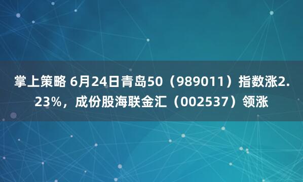 掌上策略 6月24日青岛50（989011）指数涨2.23%，成份股海联金汇（002537）领涨