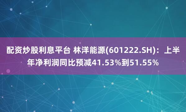 配资炒股利息平台 林洋能源(601222.SH)：上半年净利润同比预减41.53%到51.55%